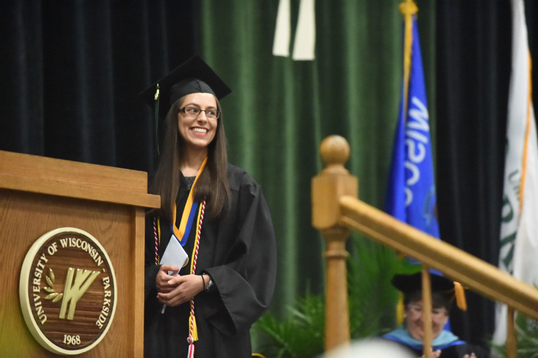 Walking across the stage